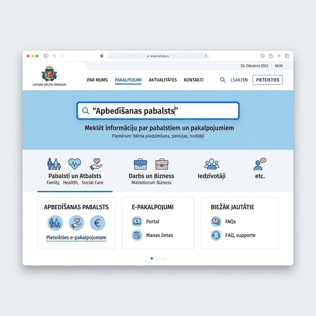 Поиск электронной услуги на портале latvija.gov.lv